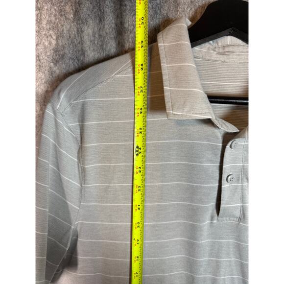 Lululemon Mens Gray White Stripe Performance Polo Stretch Lightweight - Medium - Picture 6 of 6